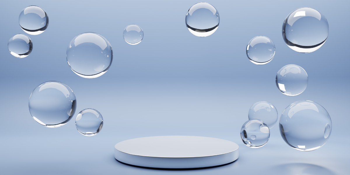 A picture of some bubbles suspended in the air